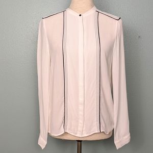 Zara white long sleeve blouse with black t…